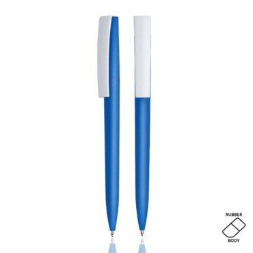 Esferográfica em plástico, com acabamento em borracha Rubby