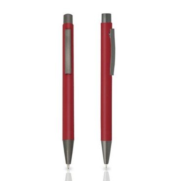 Esferográfica em alumínio, acabamento em borracha Rupen