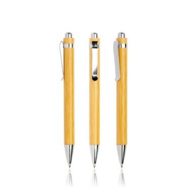 Esferográfica em bambu, com clip metálico Bampen