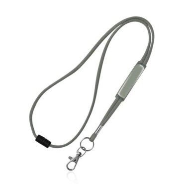 Lanyard tubular em poliéster com ajuste em PVC, fecho de segurança e mosquetão Ribbon