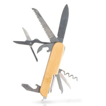 Canivete multifunções em bambu e aço inoxidável Multiblade