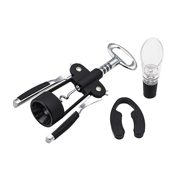 Set de vinho em aço inoxidável, com saca-rolhas, abre cápsulas, decantador e corta cápsulas Finwine