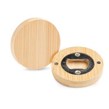 Abre-cápsulas em bambu e aço inoxidável com iman B-capsule
