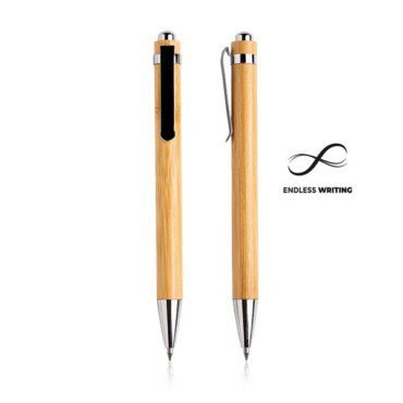 Lápis infinito em bambu, com clip metálico Bamfinit