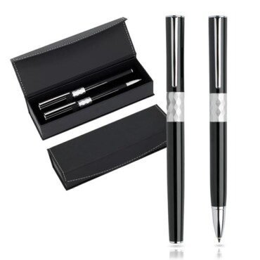 Conjunto de esferográfica e roller em metal, estojo de oferta Crystal